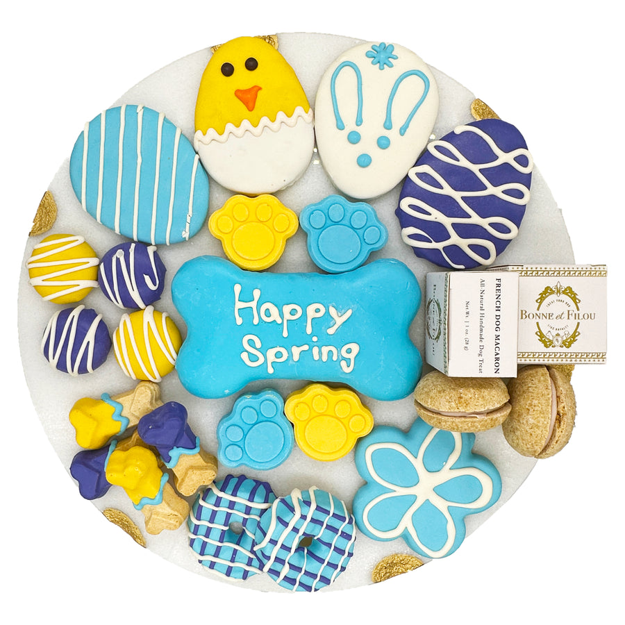 Box of spring themed dog treats
