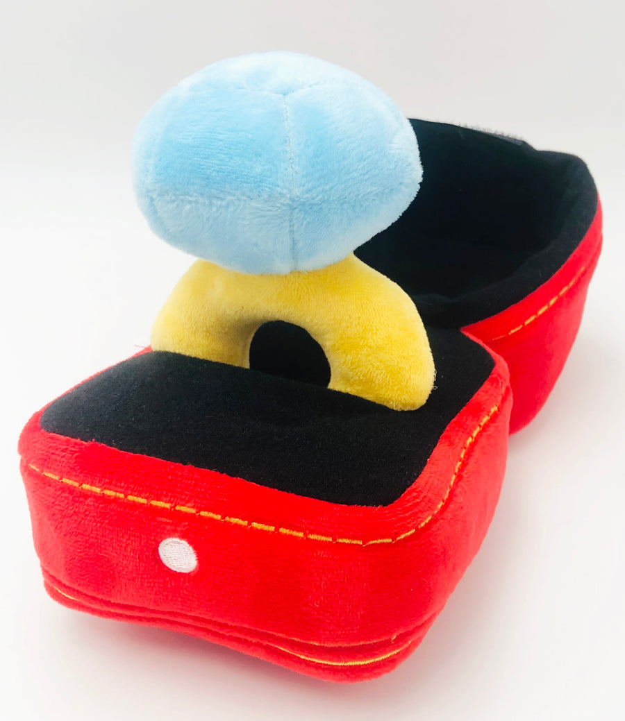 Plush ring box with squeaky diamond ring dog toy